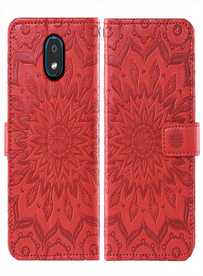 أسو ويش جراب هاتف LG Aristo 4 Plus 4+/Tribute Royal X320/Escape Plus/Journey LTE L322DL/K30 2019/Arena 2/X2 2019/Prime 2، محفظة مع واقي شاشة زجاجي مقوى، غطاء قلاب، حامل بطاقات، لون أحمر - Image 5