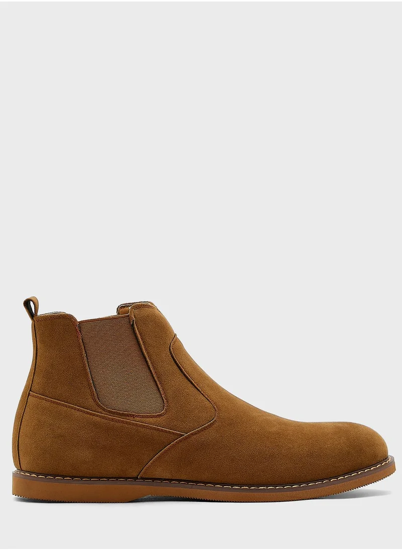 Robert Wood Faux Suede Chelsea Boots