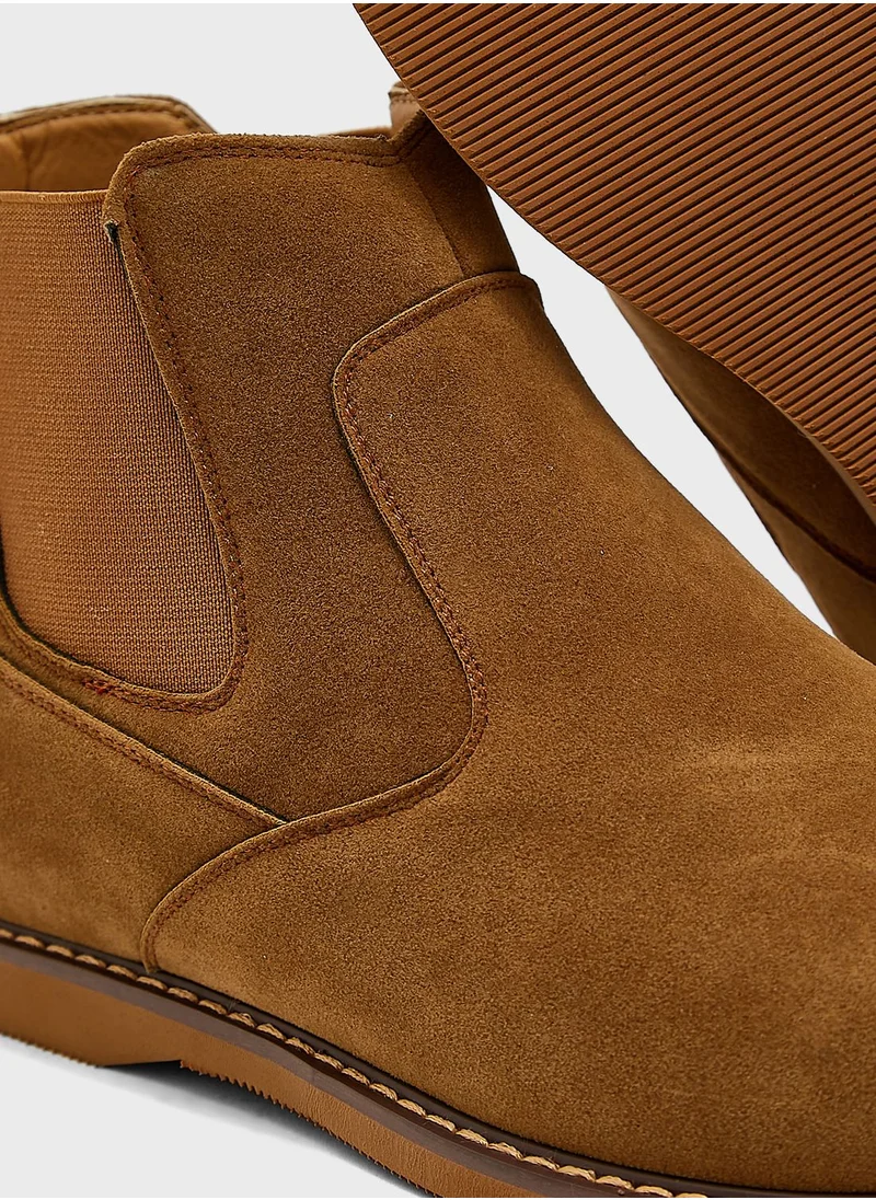 Robert Wood Faux Suede Chelsea Boots