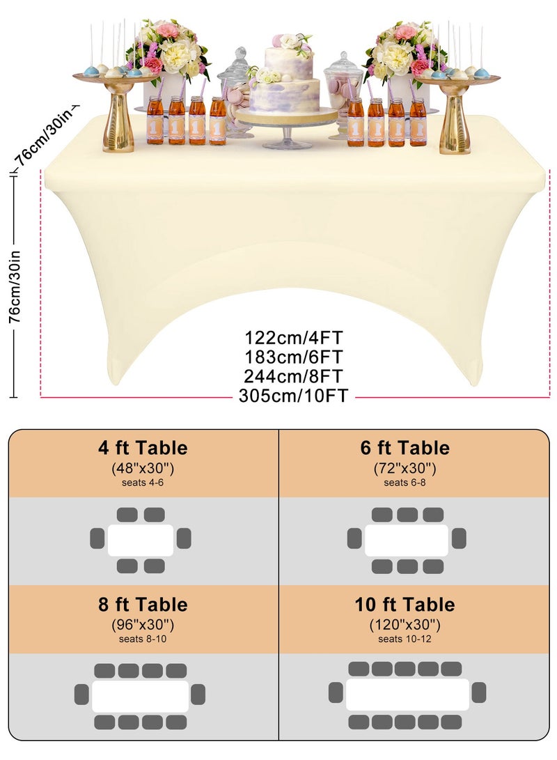 HomarKet Spandex Tablecloth , Washable and Wrinkle Resistant Stretch Rectangular Fitted Patio Table Cover for Event, Wedding, Banquet & Parties (4FT/6FT/8FT,Beige) - Image 3