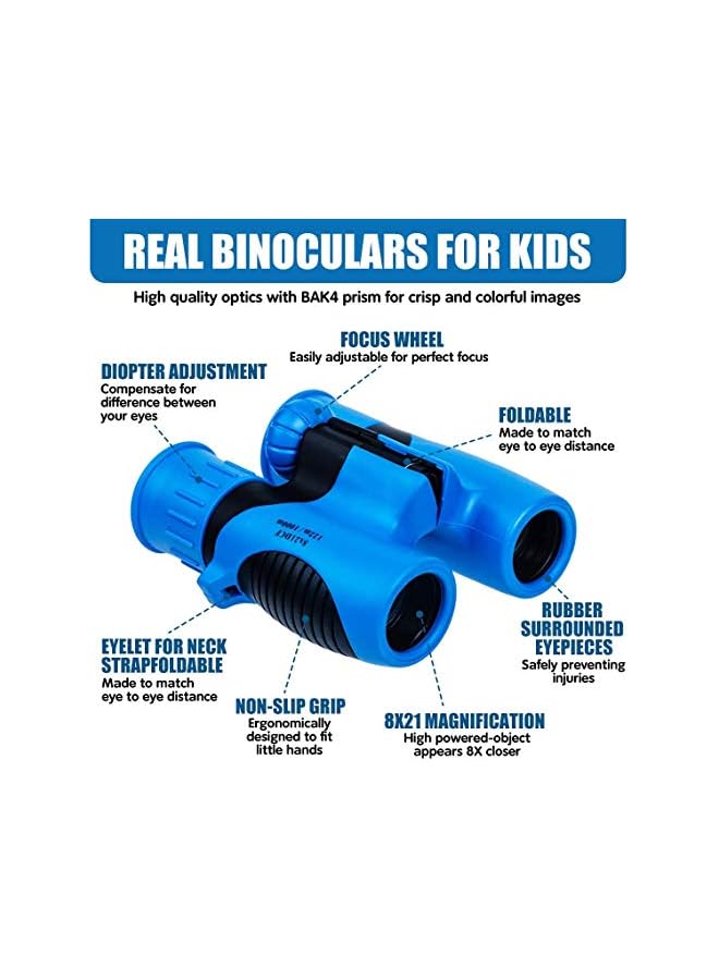 Zaboon Kids Binoculars Set - High Resolution Real Optics - Shock Proof - Bird Watching - Presents For Kids - Children Gifts - Boys And Girls - Outdoor Play - Hunting - Camping  - Image 2