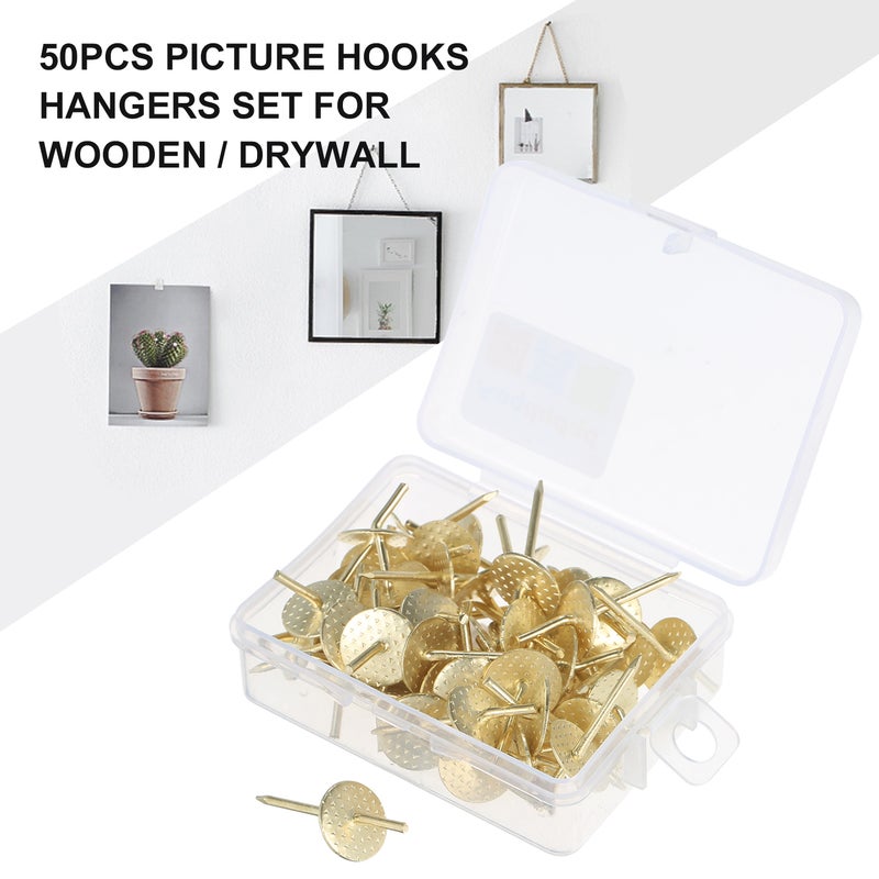 50PCS Picture Hooks Set Picture Hanging Hangers Picture Frame Hangers Hooks Pins Hanging Hardware for Wooden/Drywall - Image 5