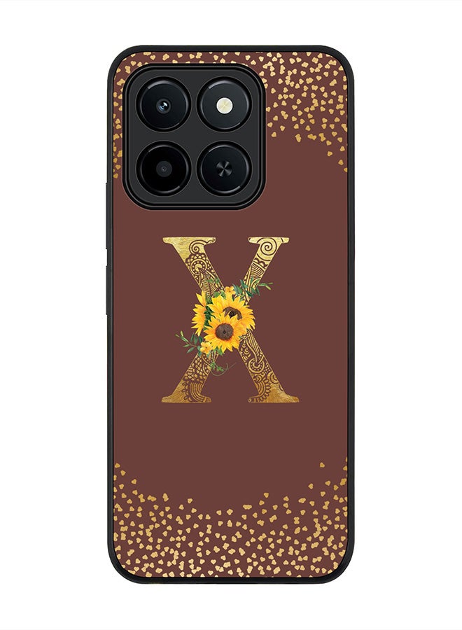 Stylizedd For Honor X6c Case,Slim fit Camera Protection, Shockproof Thin Phone cover  - Custom Floral Monogram - X  (Brown )