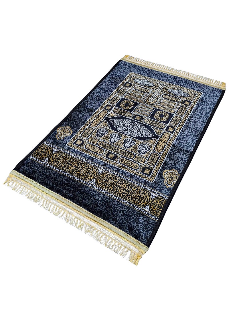 Fabienne Velvet Top Anti-Slip Prayer Mat for Eid Gift Printed Black/Gold 80x120 cm  - Image 1