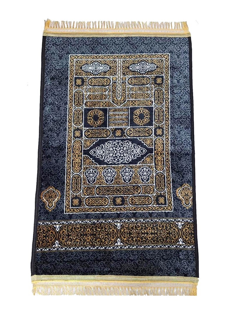 Fabienne Velvet Top Anti-Slip Prayer Mat for Eid Gift Printed Black/Gold 80x120 cm  - Image 4