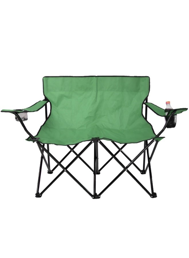 كادي ون كرسي رحلات مزدوج محمول قابل للطي مزود بحامل أكواب و حقيبة حمل، كرسي تخييم قماشي عالي الجودة بأرجل مانعة للانزلاق، مقعد رحلات خفيف الوزن مع مساند للذراعين مثالي للرحلات - Image 1