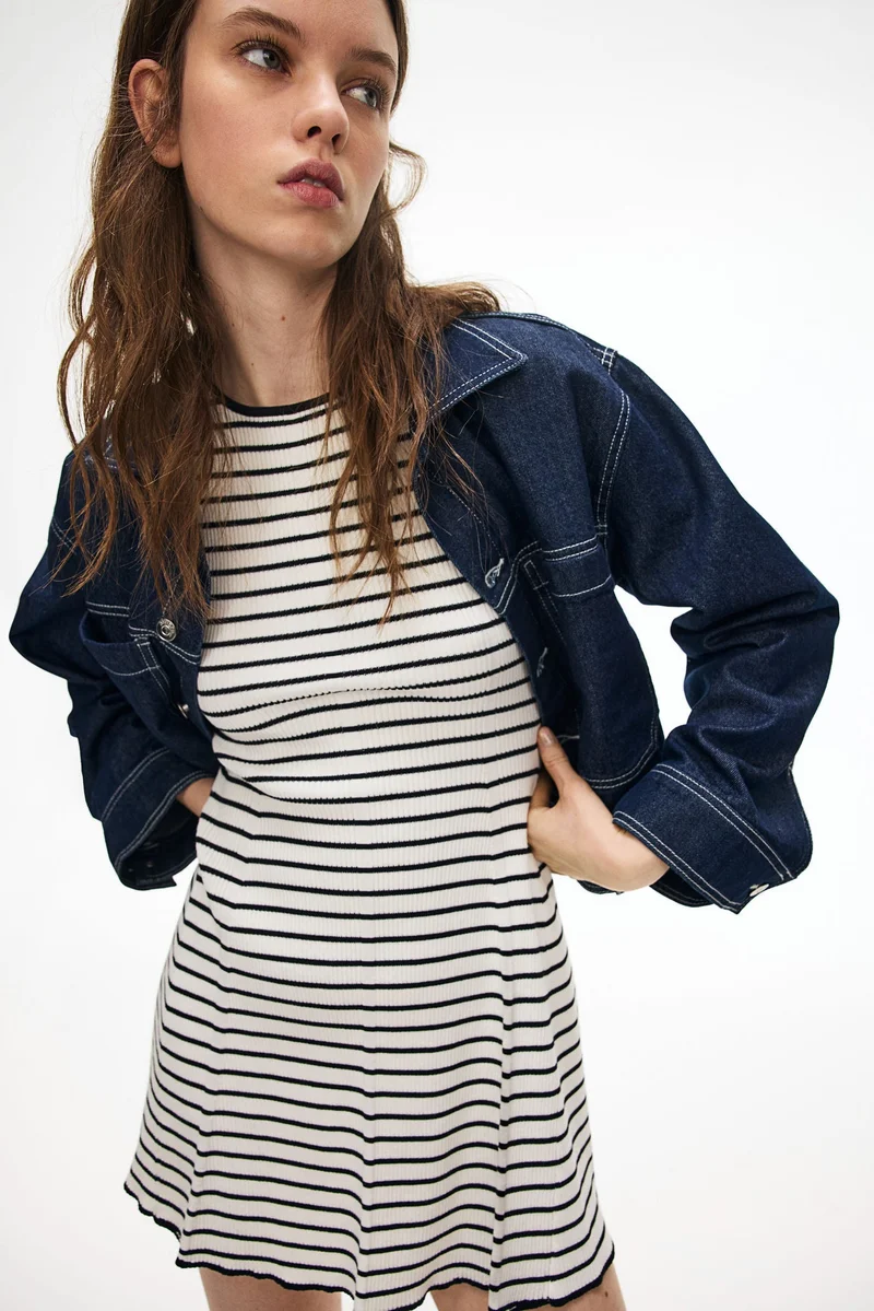 H&M Rib-knit flared-skirt dress