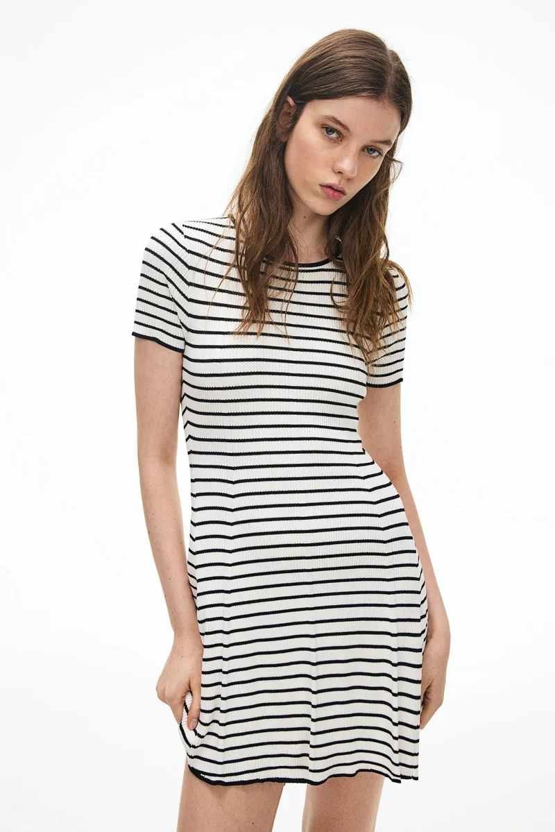 H&M Rib-knit flared-skirt dress