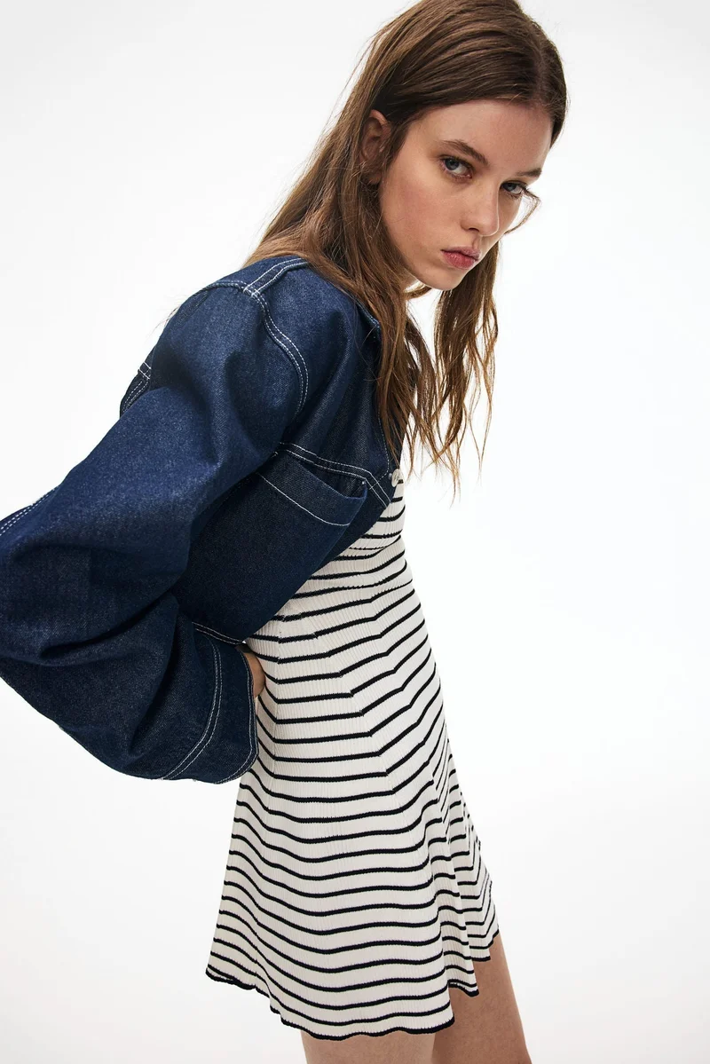 H&M Rib-knit flared-skirt dress