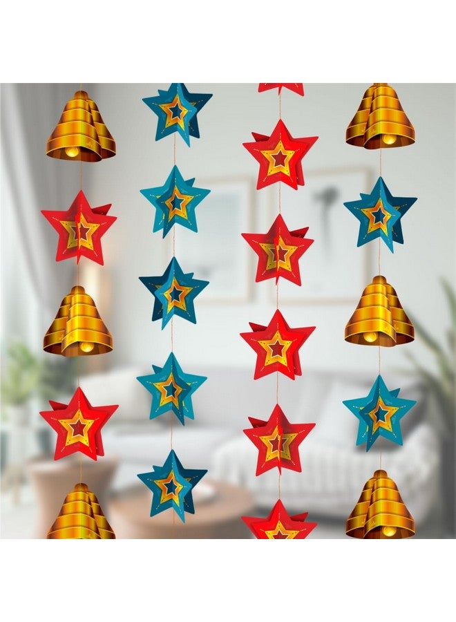 Shree SPACE DJ - SB Hanging (Pack of 4 Row) Paper Star & Bell for Home & Office Decor All Festival by Shree Space - Image 1