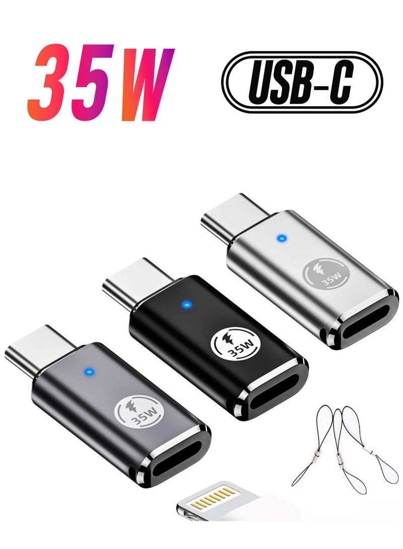 Zikra iPhone 15/15 Pro Max USB C to Lightning Adapter 3Pack 35W Lightning Female to USB C Male Adaptor Fast Charging lightning to USBC Charger Converter for iPhone 15/15 Plus/15 Pro Max with Blue Light - Image 1