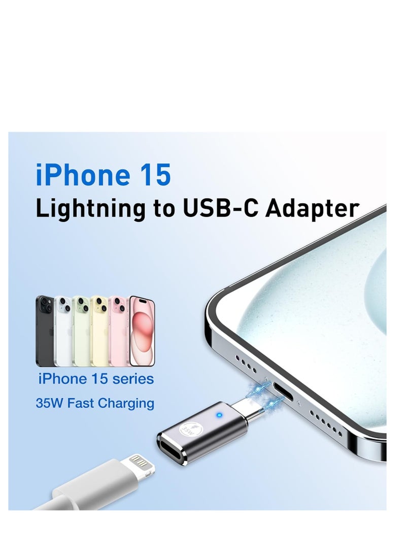 Zikra iPhone 15/15 Pro Max USB C to Lightning Adapter 3Pack 35W Lightning Female to USB C Male Adaptor Fast Charging lightning to USBC Charger Converter for iPhone 15/15 Plus/15 Pro Max with Blue Light - Image 3