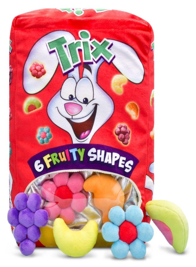 iscream Trix Cereal 14" x 10" Pillow Set with 6 Plushie Fruit Cereal Pieces Mini Pillows - Image 1