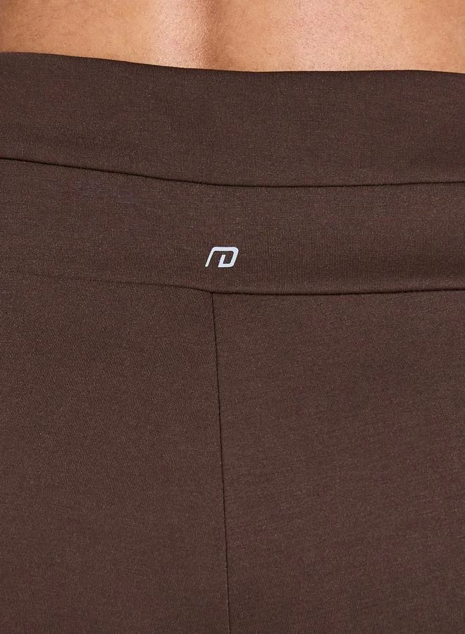Styli Active  Brown Solid Pintuck Details Straight Leg Activewear Pants for Women | Best Price UAE