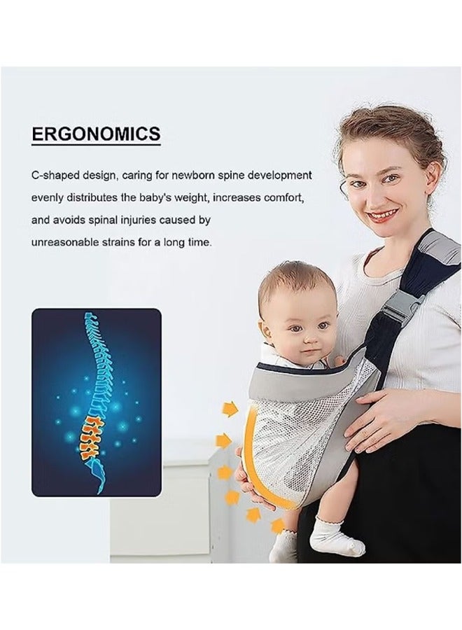 Baby Carriers, Ergonomic Baby Strap one Shoulder Labor-Saving Polyester Baby Half Wrapped Sling, Adjustable 3D Mesh Baby Carrier - Image 3