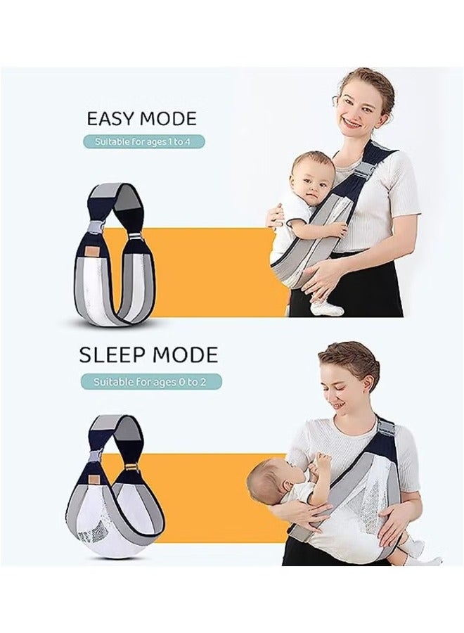 Baby Carriers, Ergonomic Baby Strap one Shoulder Labor-Saving Polyester Baby Half Wrapped Sling, Adjustable 3D Mesh Baby Carrier - Image 5