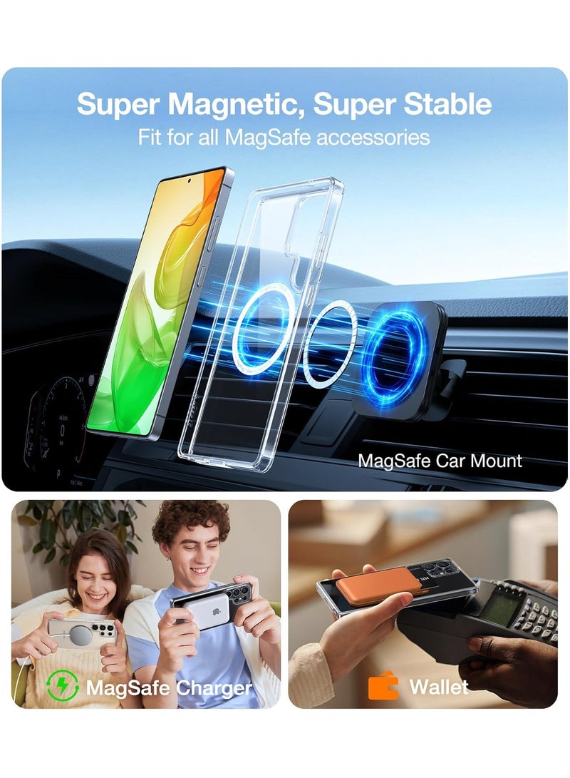 TORRAS Magnetic Shockproof for Samsung Galaxy S25 Ultra Case, Fit for MagSafe, 4X Mil-Grade Protection, Anti-Yellowing, Magnetic Slim Clear Case for Samsung S25 Ultra Case, Diamond - clear - Image 5
