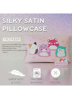 Franco Squishmallows Bedding Silky Satin Standard Beauty Silky Satin Standard Reversible Pillowcase Cover 20X30 For Hair And Skin Officially Licensed Product  - Image 4