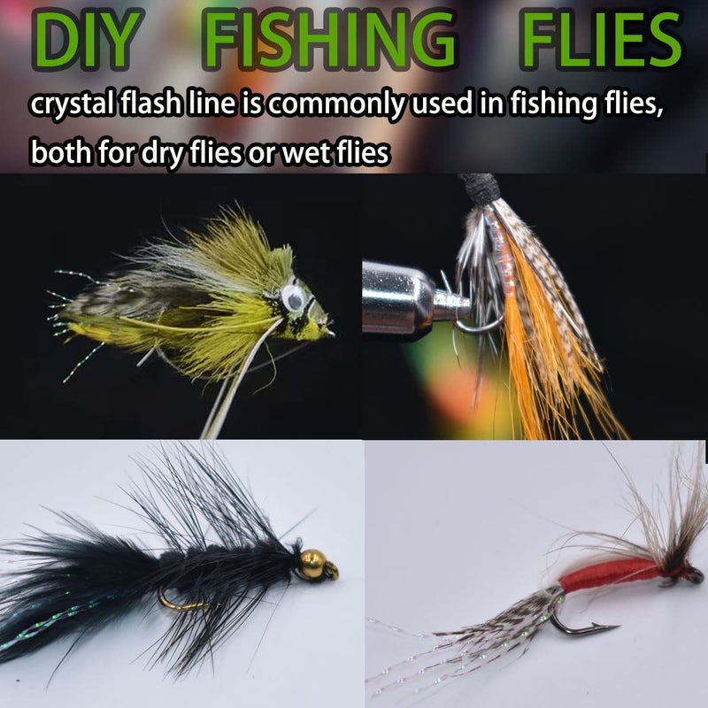PHECDA PROFLY 10 Pack Crystal Flash Line Fly Tying Material for Fishing Lure Flies (10 Colors Crystal Flash-Set A) - Image 2