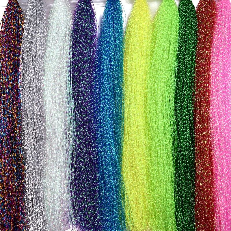 PHECDA PROFLY 10 Pack Crystal Flash Line Fly Tying Material for Fishing Lure Flies (10 Colors Crystal Flash-Set A) - Image 1