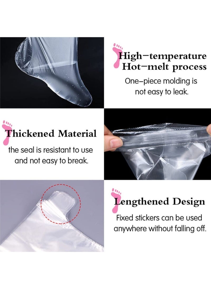 200 Piece Clear Plastic Disposable Booties with Sticker Paraffin Wax Foot Bath Liners Feet Protectors Covers Foot Spa Socks Thermal Therapy Feet Covers Bags - Image 3