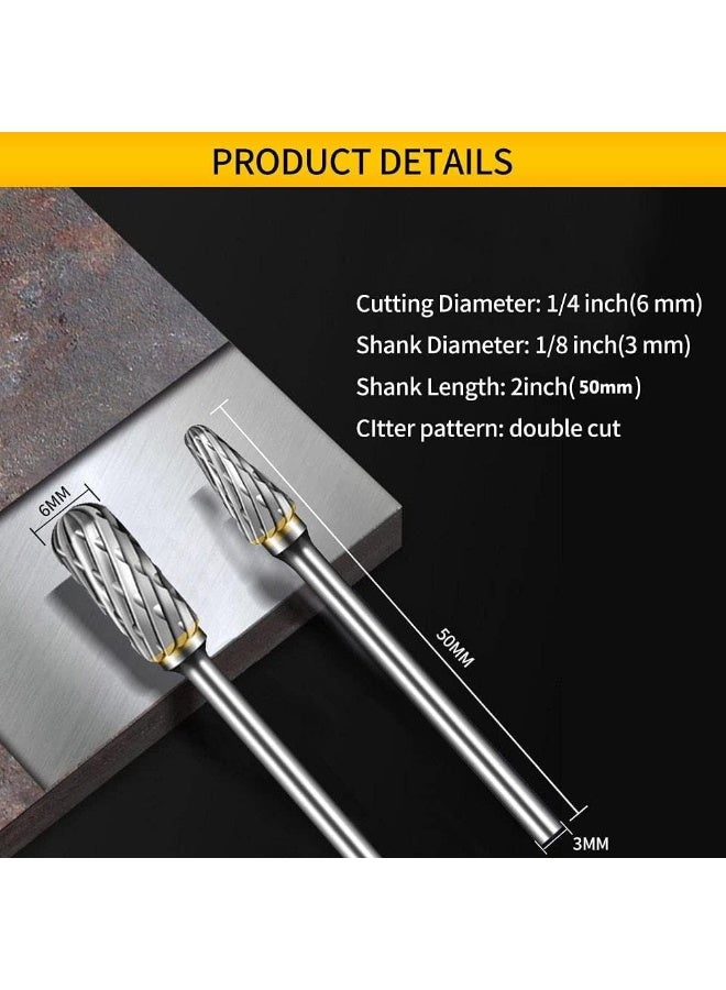 jaexest طقم 10 قطع مبارد كربيد لأدوات الروتاري، لقمة جلاخة قوالب بساق 1/8 بوصة، مبرد دوار مزدوج القطع لطحن وحفر ونحت المعادن، متوافقة مع Dremel والأدوات المماثلة - Image 3