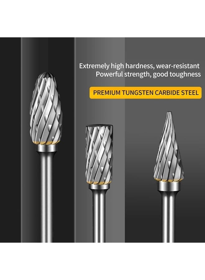 jaexest طقم 10 قطع مبارد كربيد لأدوات الروتاري، لقمة جلاخة قوالب بساق 1/8 بوصة، مبرد دوار مزدوج القطع لطحن وحفر ونحت المعادن، متوافقة مع Dremel والأدوات المماثلة - Image 4