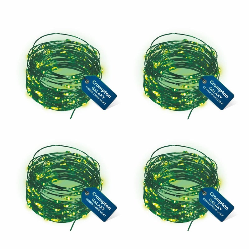 Crompton Galaxy Decoration Copper USB Powered String Fairy Lights with 100 Led Light (10 Meters, Green, Pack of 4) - Image 2