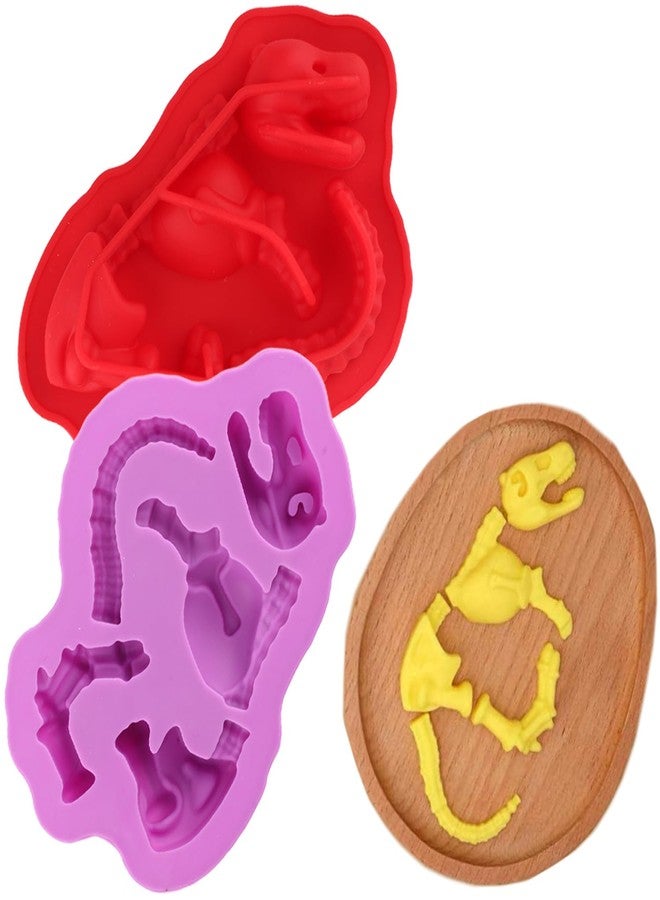 YIMINGMOLD قوالب سيليكون على شكل ديناصورات من YIMINGMOLD، قطعتان، قالب سيليكون على شكل عظام ديناصورات للحلوى والشوكولاتة والحلوى المطاطية - Image 1
