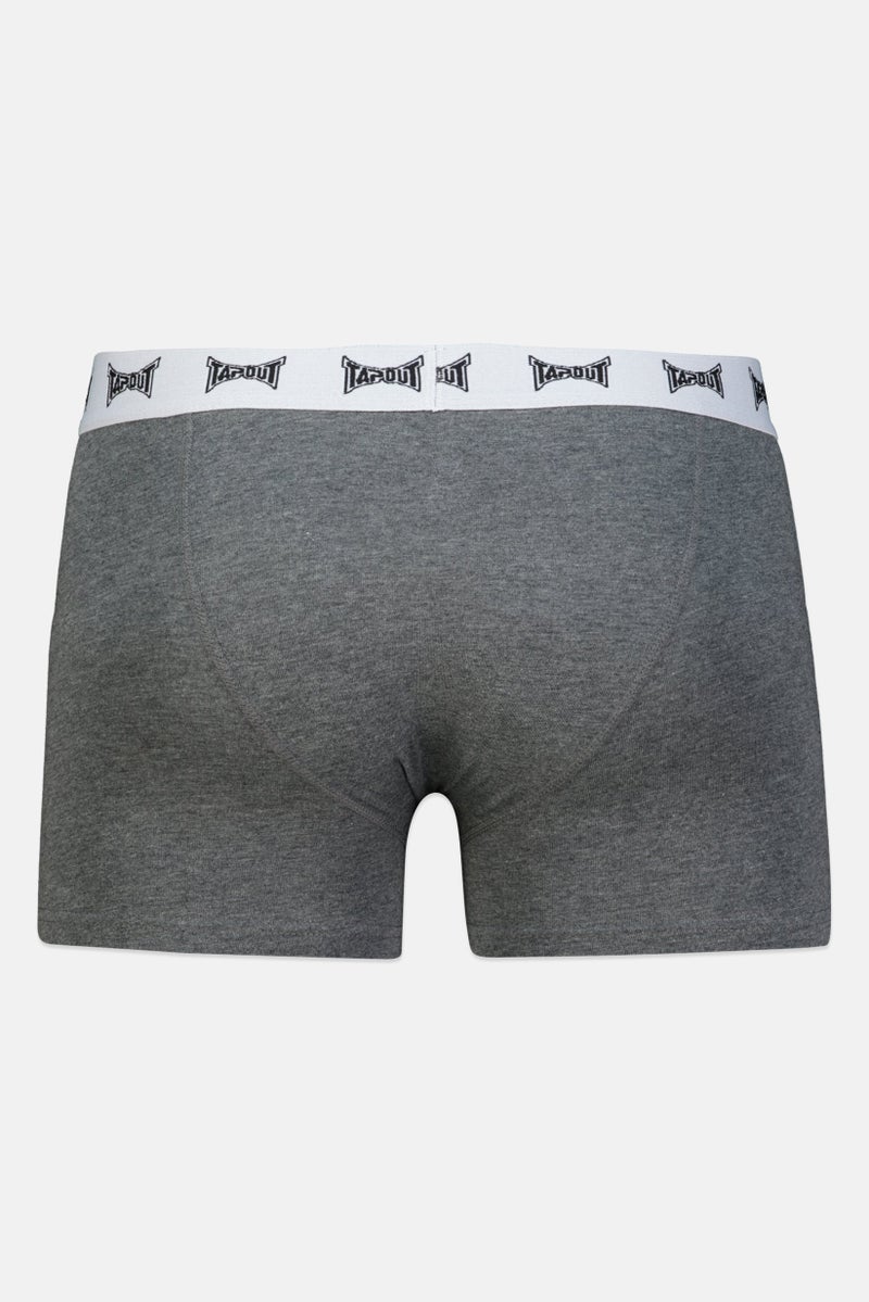 TapouT Men 3 Pcs Brand Logo Boxer Brief Set, Black/Grey/Brown - Image 4
