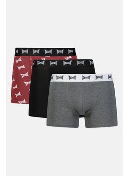 TapouT Men 3 Pcs Brand Logo Boxer Brief Set, Black/Grey/Brown  - Image 1