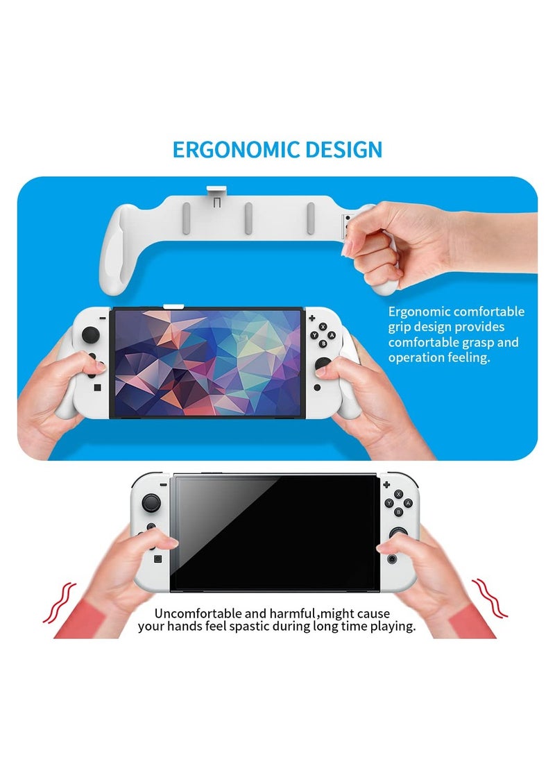Switch OLED/Switch Dockable Hand Grip, Comfort Handheld Fit for Switch OLED/Switch with Specially Ergonomic Design Compatible with Nintendo Switch Grip, Supports to Connect to The TV(White) - Image 5