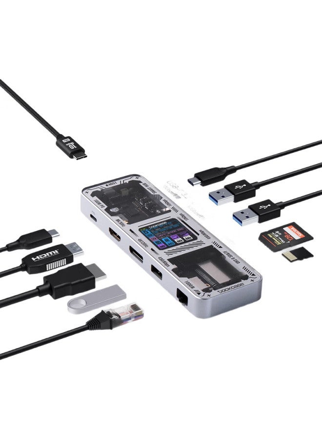 DOCKCASE Multi-Port Docking Station With Screen, Smart Type-C Expansion Dock With U2 Card Slot, Gigabit Ethernet Port, Usb3.2 Desktop Expansion Dock, Hdmi Converter, 8K Screen Mirroring, Compatible With Apple M1 Laptops - Image 1