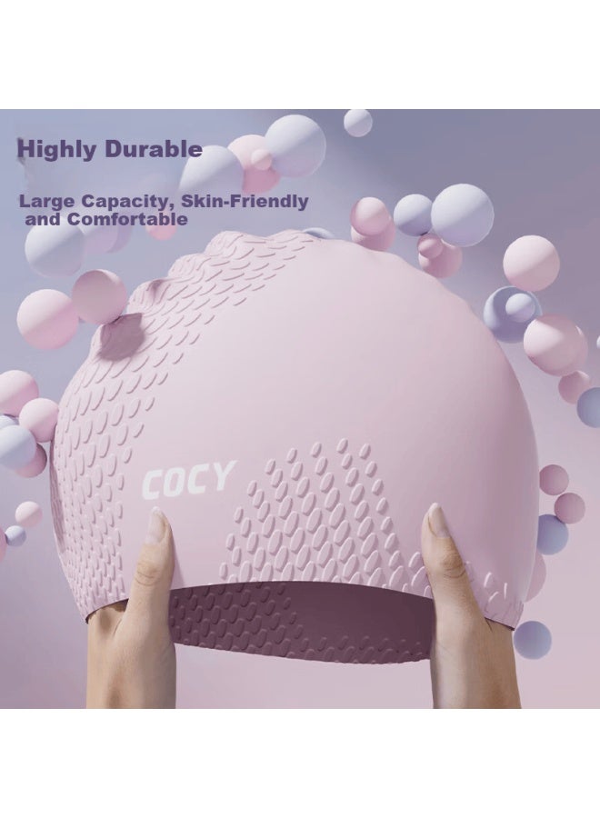 Pull Back Warrior Women's Swim Cap Large Size Waterproof Silicone Swimming Cap For Long Hair 74007h Black - Image 2