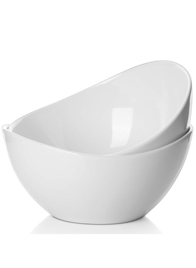 Samsle Porcelain Large Serving Bowl Set (9 inch),48 Oz Big Salad bowls, Large Serving Dishes for Entertaining, Party Dinner,Side Dishes, Oval Shape, Microwave & Dishwasher Safe,Set of 2, White - Image 1