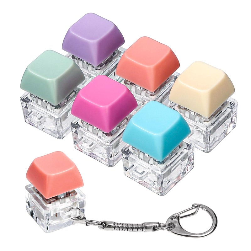 DEARIDAP 6 Pcs Keyboard Fidget Toys SingleKey Keyboard Keychain Decompression Toys Push Bubble Button Sensory Gifts for Stress and Anxiety Relieve Macaron Colors - Image 3