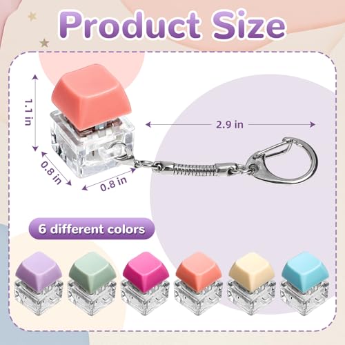 DEARIDAP 6 Pcs Keyboard Fidget Toys SingleKey Keyboard Keychain Decompression Toys Push Bubble Button Sensory Gifts for Stress and Anxiety Relieve Macaron Colors - Image 5