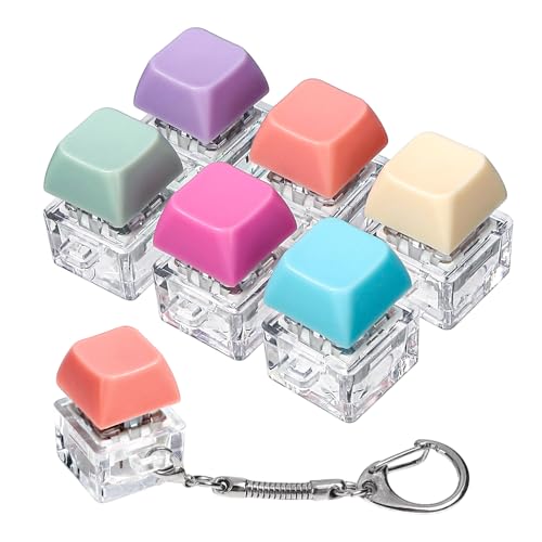 DEARIDAP 6 Pcs Keyboard Fidget Toys SingleKey Keyboard Keychain Decompression Toys Push Bubble Button Sensory Gifts for Stress and Anxiety Relieve Macaron Colors - Image 1
