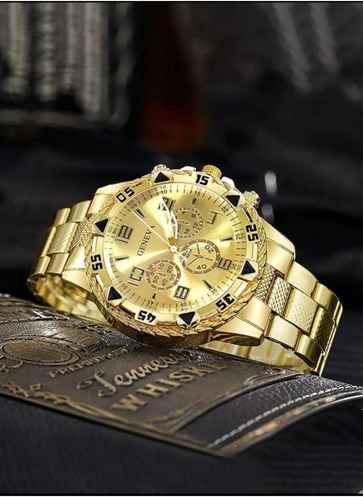 Geneva Luxury Men's Fashion Watch in Gold  - Image 2