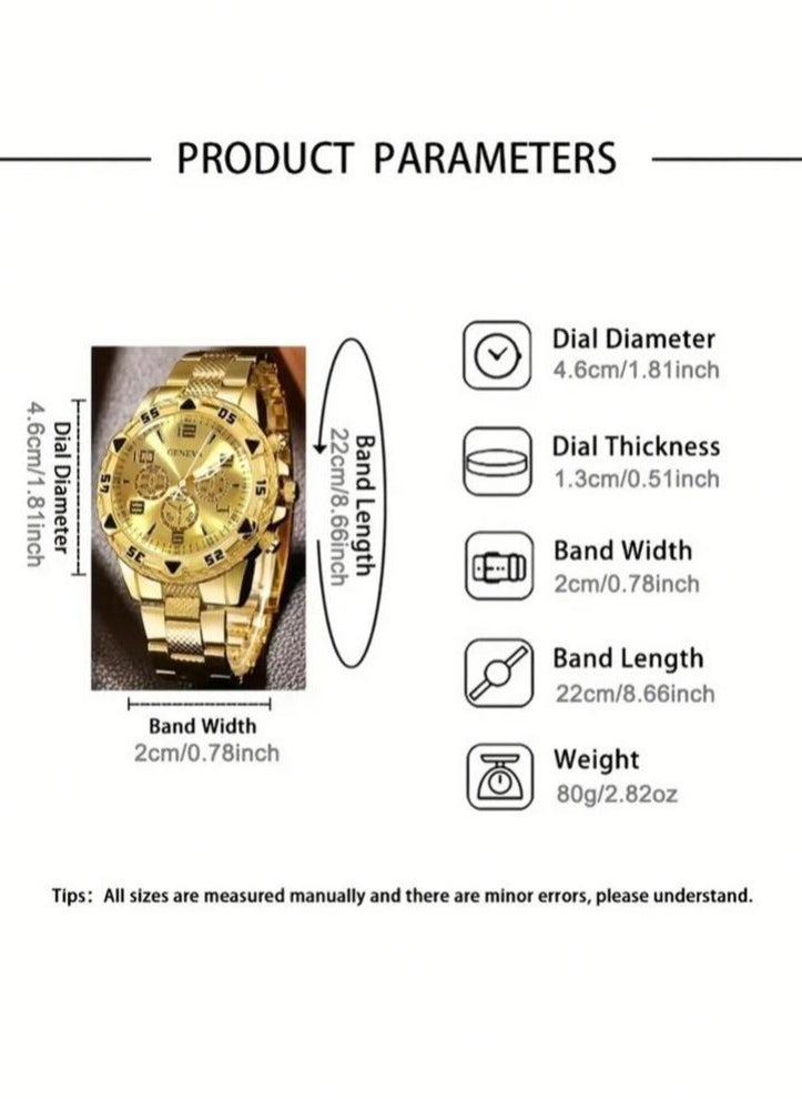 Geneva Luxury Men's Fashion Watch in Gold  - Image 4