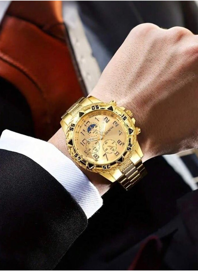 Geneva Luxury Men's Fashion Watch in Gold  - Image 3