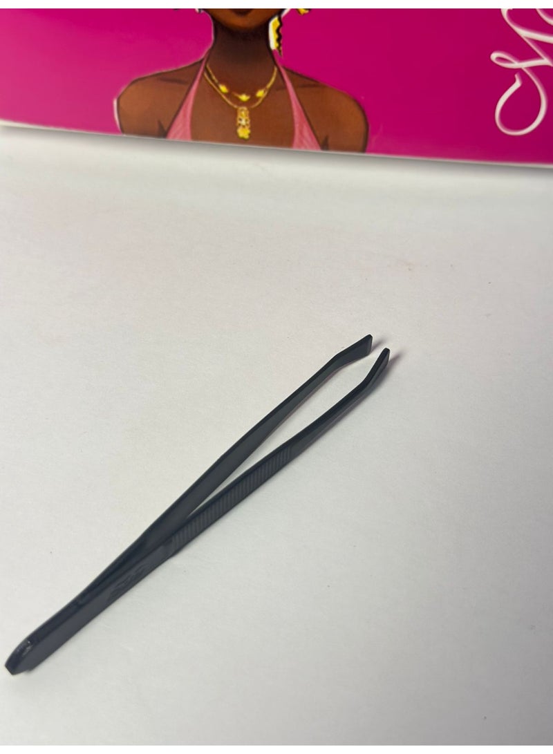 ملقط صغير للحواجب للنساء، أداة محمولة لإزالة شعر الحواجب، حاد، مصنوع من الفولاذ المقاوم للصدأ الأسود غير اللامع، قطعة واحدة - Image 2