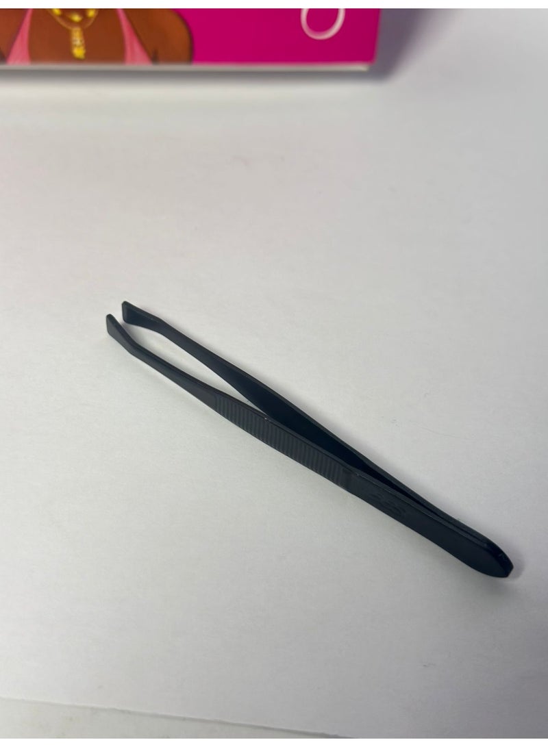 ملقط صغير للحواجب للنساء، أداة محمولة لإزالة شعر الحواجب، حاد، مصنوع من الفولاذ المقاوم للصدأ الأسود غير اللامع، قطعة واحدة - Image 4