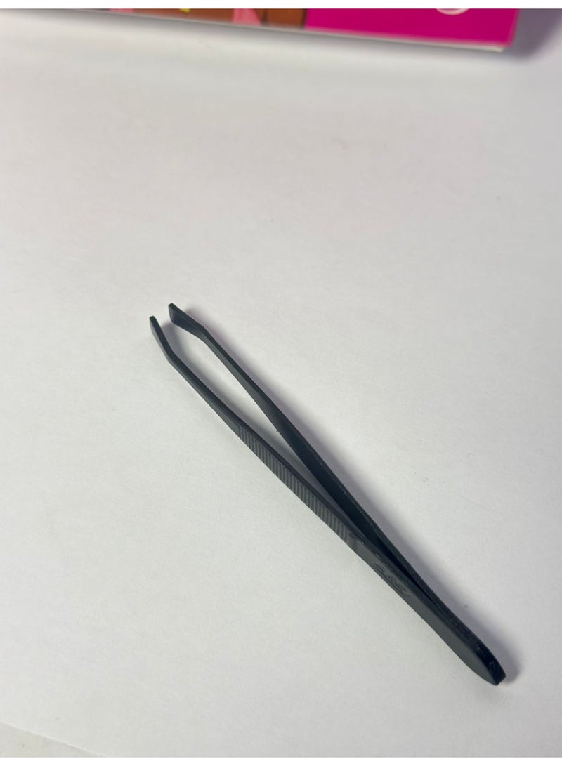 ملقط صغير للحواجب للنساء، أداة محمولة لإزالة شعر الحواجب، حاد، مصنوع من الفولاذ المقاوم للصدأ الأسود غير اللامع، قطعة واحدة - Image 3