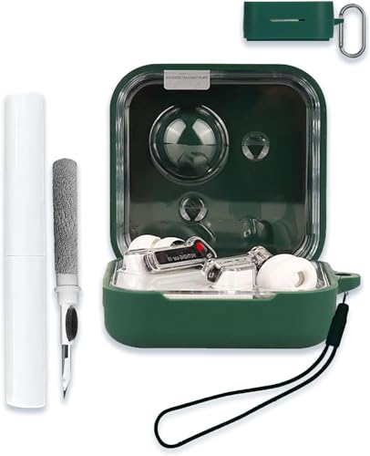 WUNIAK Case Cover for Nothing Ear 2024 Wireless Earbuds with ChatGPT Integration,Full Protective Soft Silicone Skin Case Cover Shock-Absorbing Protective Case with Keychain,Lanyard and Cleaning Pen，Green - Image 1
