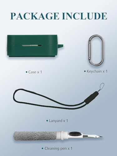 WUNIAK Case Cover for Nothing Ear 2024 Wireless Earbuds with ChatGPT Integration,Full Protective Soft Silicone Skin Case Cover Shock-Absorbing Protective Case with Keychain,Lanyard and Cleaning Pen，Green - Image 2