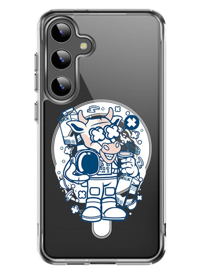 Theodor Magnetic Case for Samsung Galaxy S24 Plus 6.7-inch Compatible with MagSafe Wireless Charging, Shockproof Phone Bumper Cover Cow astronaut copy - Image 1