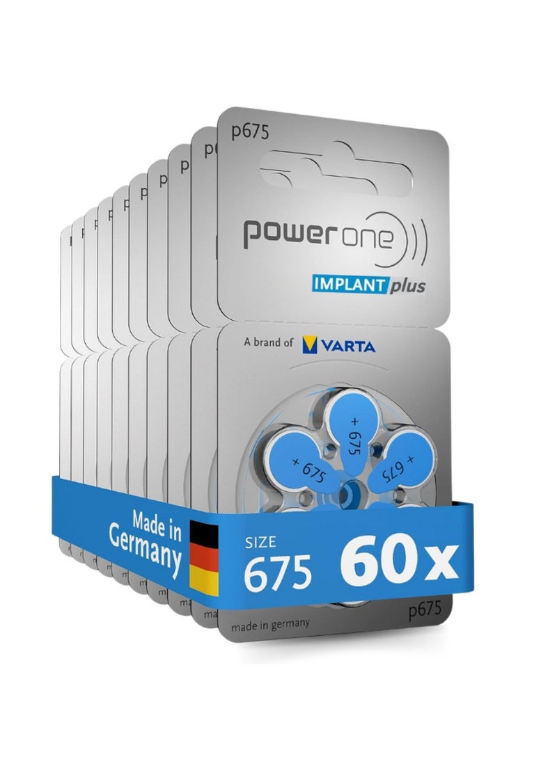 Powerone (IMPLANT plus) (P675 IMP) Hearing Aid 1.45V Batteries - 60 Pieces - Image 1