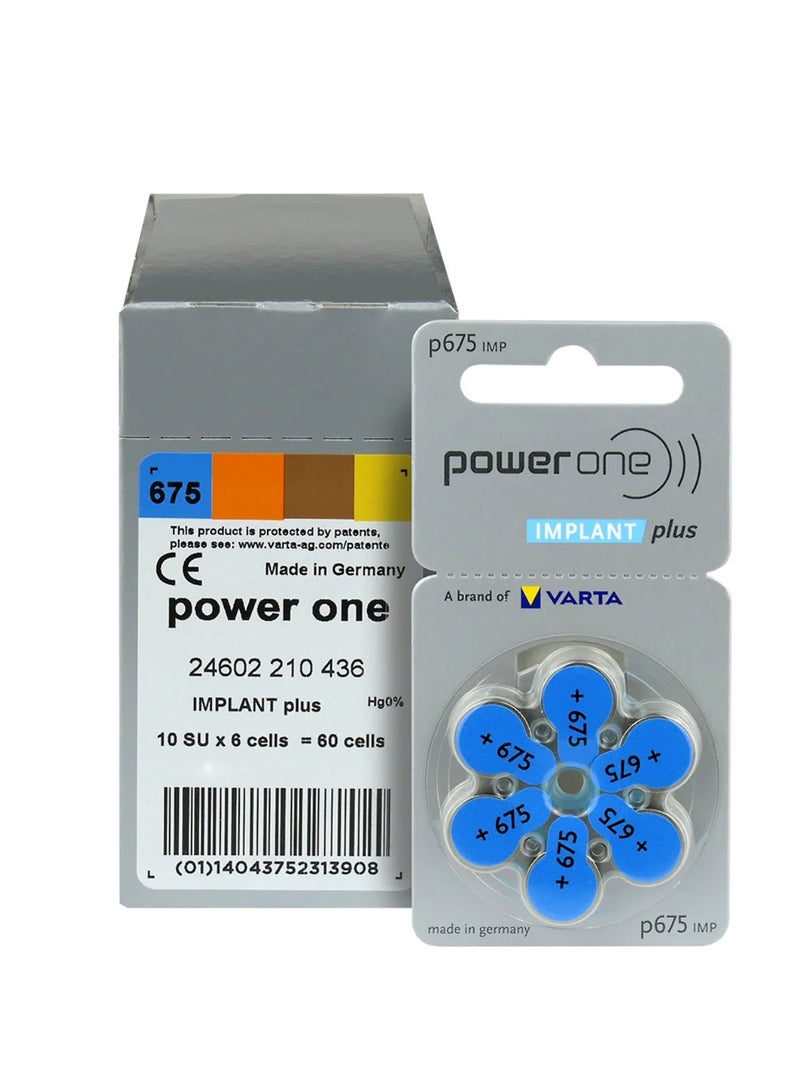 Powerone (IMPLANT plus) (P675 IMP) Hearing Aid 1.45V Batteries - 60 Pieces - Image 3