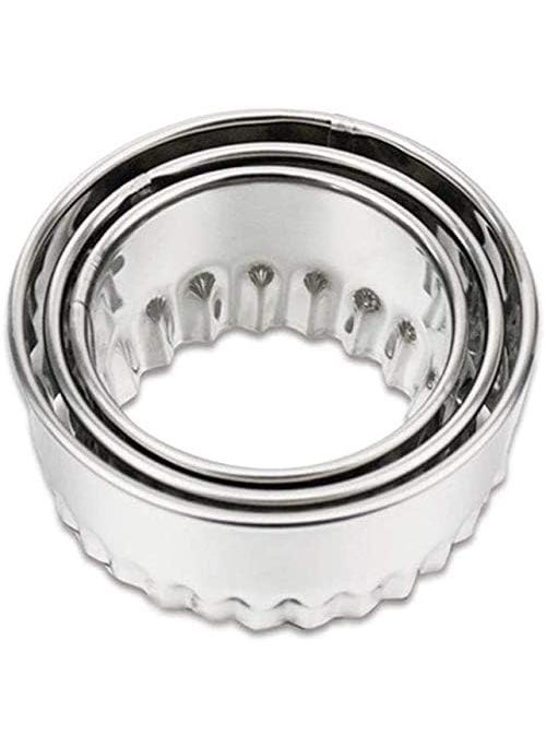 Generic Dumpling Skin CutterCookie Cutters Stainless Steel Ravioli Cutter Ravioli Mold Biscuit Fluted Edge Round Ravioli Maker Stamp Diameter 6cm 7cm 8cm 3PCS Fluted Edge  - Image 1